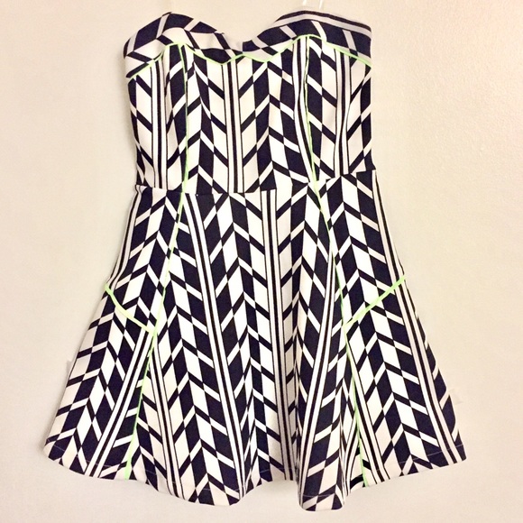 Modern Edgy Black and White Fit & Flare Dress
