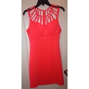 Neon Coral Bodycon Dress