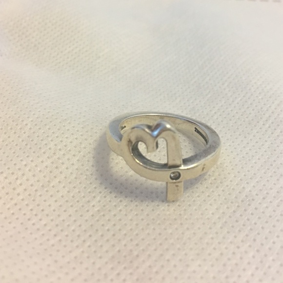 Tiffany & Co. Sterling Silver Diamond Heart Ring
