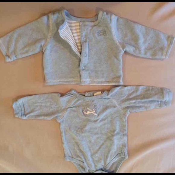 0-3 month long sleeve onesie and jacket set - Picture 1 of 3