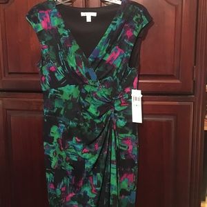 London Times print surplus wrap dress