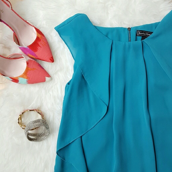 {Jessica Howard} Teal Sleeveless Shift Dress - Picture 3 of 7