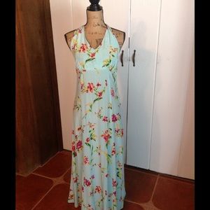 Stunning silk halter full length dress by "east"