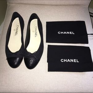 Authentic Chanel ballerina loafers black suede