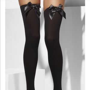 Black Thigh-High Stockings w/ Bow