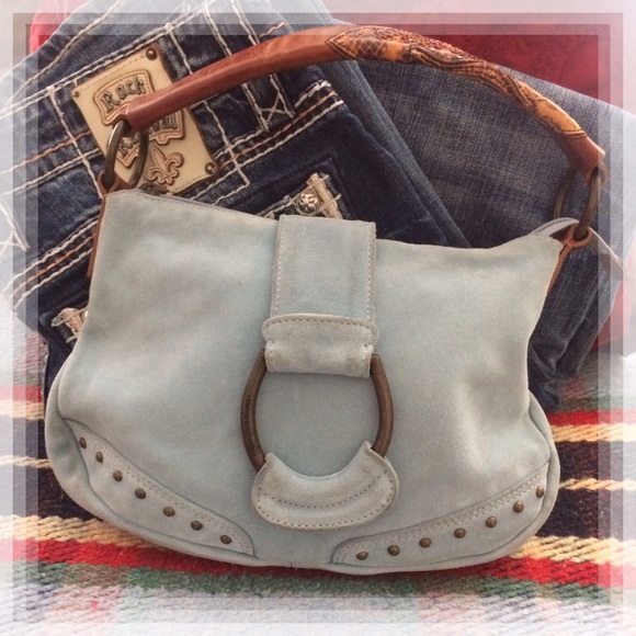 Francesco Biasia Blue Suede Hobo