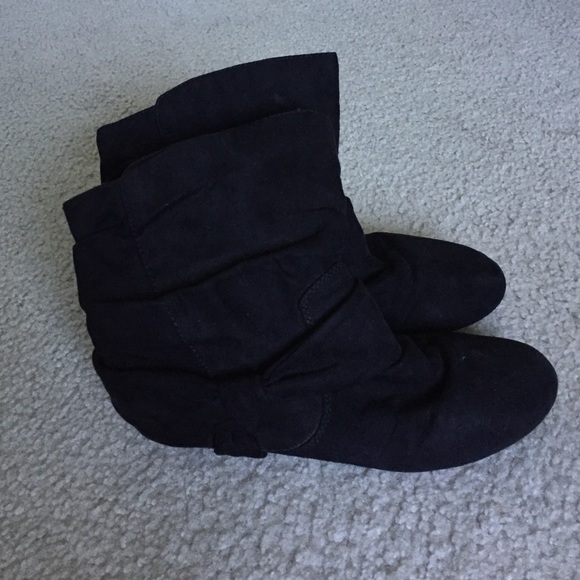 Two pairs of faux suede ankle boots