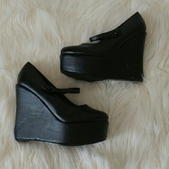 Ellie black wedge platform Mary Jane
