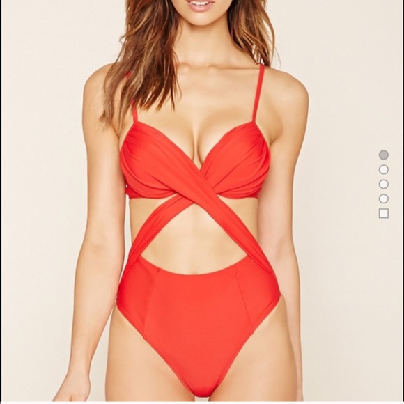 Red forever 21 cutout monokini size small push-up
