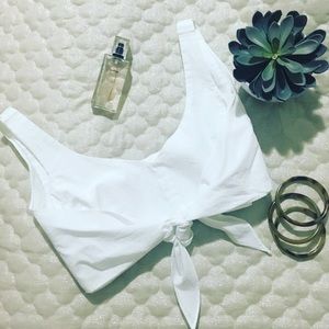 ZARA white Tie front crop top