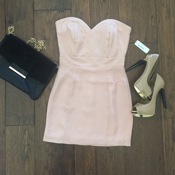 Pastel Peach Mini Strapless Dress
