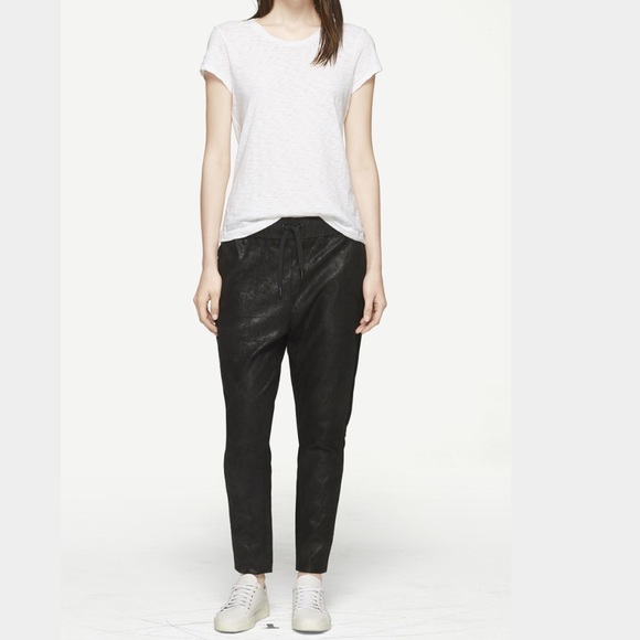 rag & bone Pants - rag and bone suede state trouser black