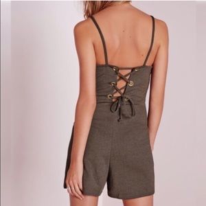Missguided Lace up Eyelet Romper