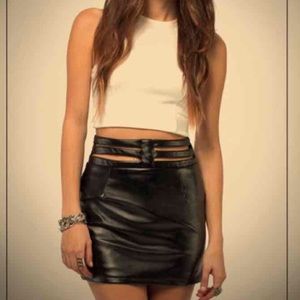 Cut out leather skirt