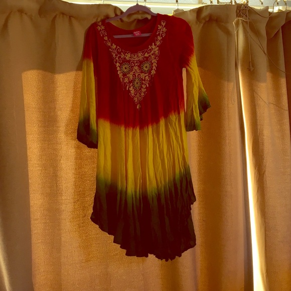 Rasta bell sleeved boho dress!!!!! Irieshun!!!!!!