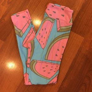 Lularoe OS watermelon print leggings UNICORN!!!