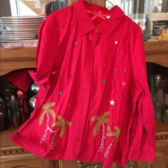***NWT*** Palm Tree Christmas Shirt/Jacket