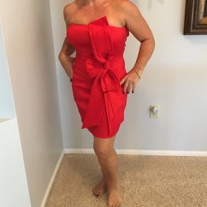 Strapless red dress
