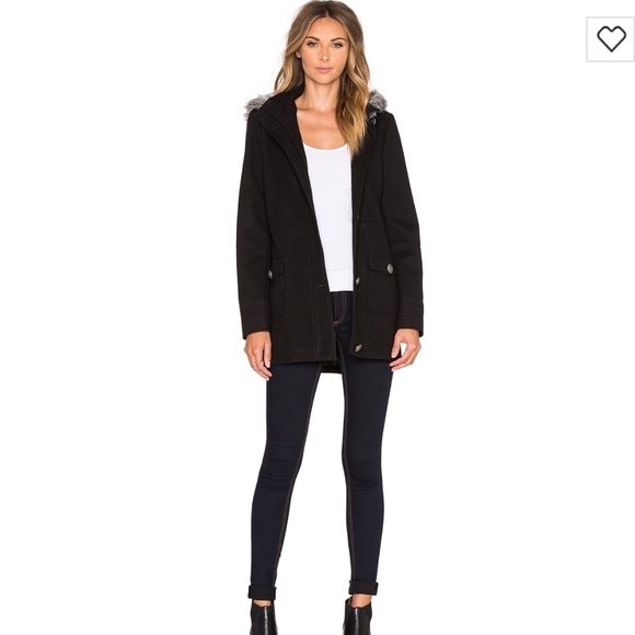 Jack by bb Dakota coat medium fur hood black