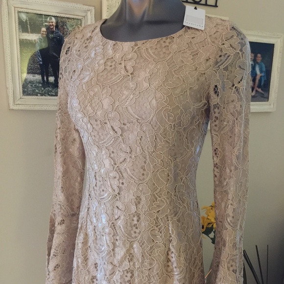‼️FLASH SALE‼️NWT SUPER FEMININE GOLD LACE DRESS😍 - Picture 3 of 4