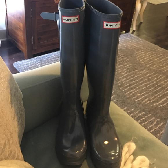 Hunter original tall boots in glossy gray