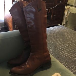 Cognac Melissa button boots from Frye