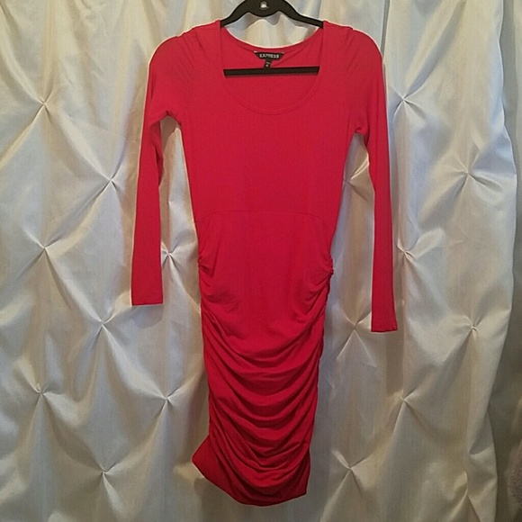 Express rouched long sleeve dress