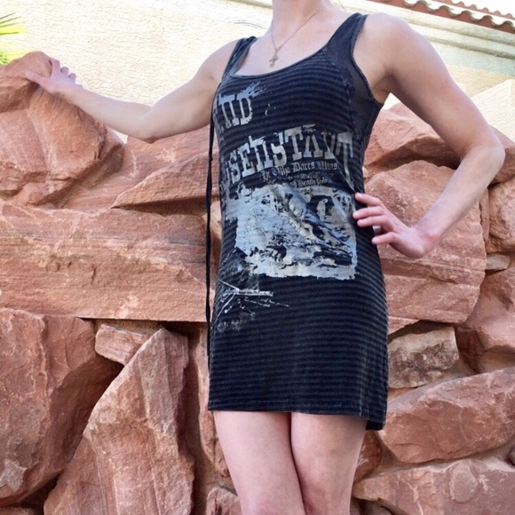 Savage Gray Striped Mini Dress/Long Top - Picture 4 of 4