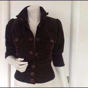 Suede brown leather jacket, size S