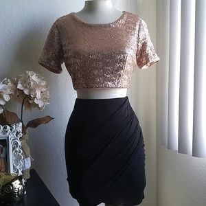 Rose gold sequin crop top