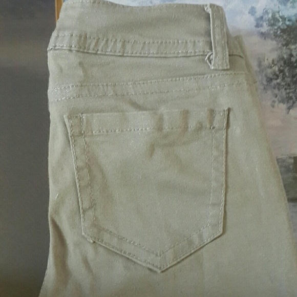 Khaki Skinny Jeans w/ a Shimmer