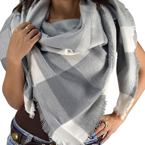 Shades of grey gray blanket scarf oversized - Picture 1 of 2