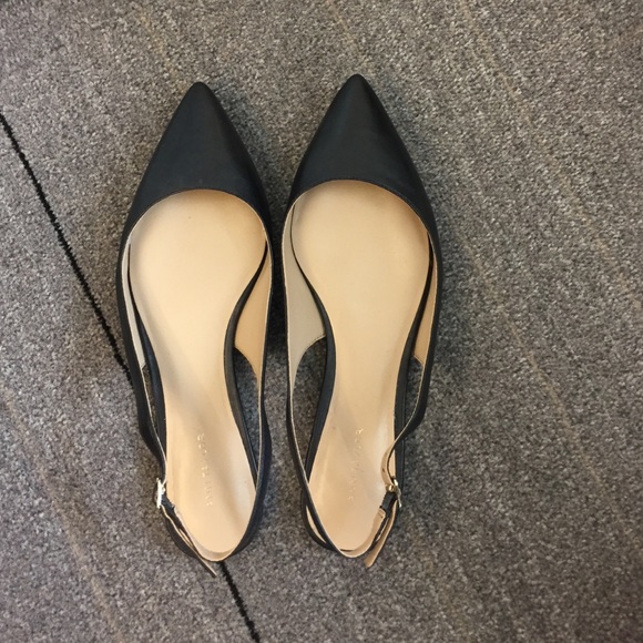 Black open back leather flats