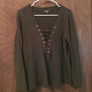 Lace up sweater