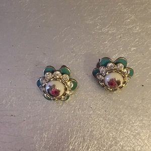 Floral, pearl and rhinestone studs