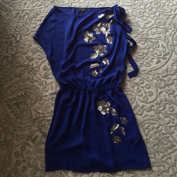 NWT Robert Rodriguez blue dress with shoulder tie - Picture 1 of 4