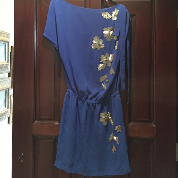 NWT Robert Rodriguez blue dress with shoulder tie - Picture 4 of 4
