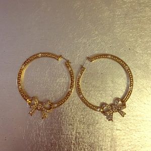 Betsey Johnson bow tie hoop earrings
