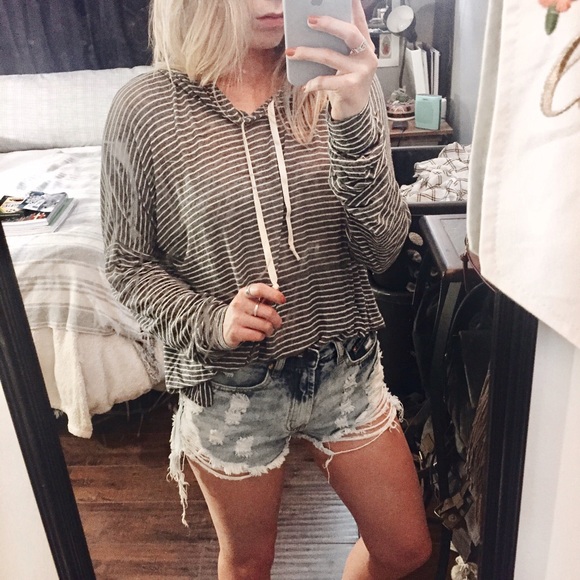 Brandy Melville Tops - Brandy Melville Striped Layla Hoodie