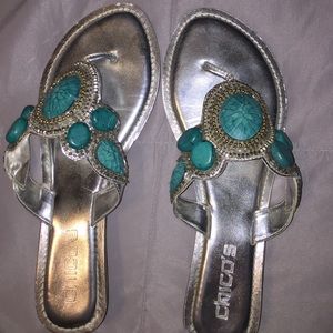Turquoise and silver sandal