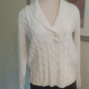 Beautiful, cowl neck, cable knit sweater.