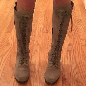 STEVEN by Steve Madden grey suede lace up boots