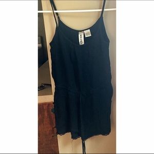 Black Lace-Trimmed Romper