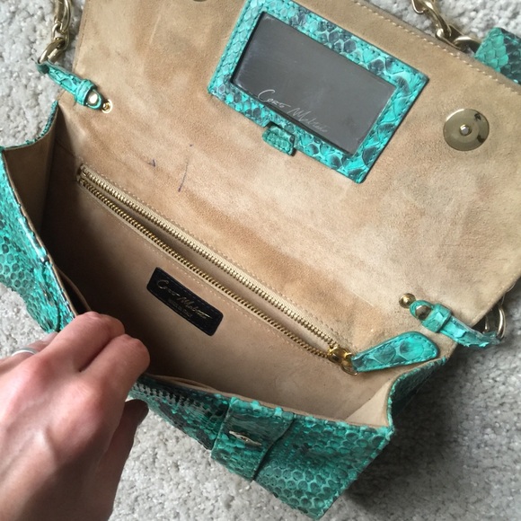 Corto Maltedo turquoise tiffany blue Python clutch - Picture 3 of 4