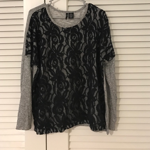 Plus Sized Silver Sweatshirt with lace