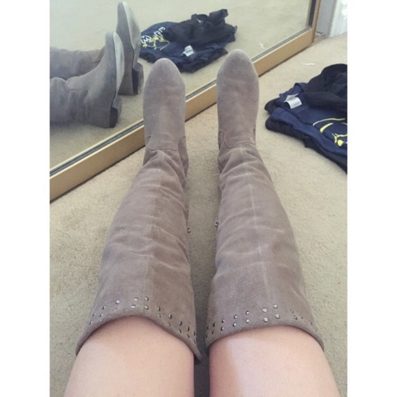 Kelsi Dagger over the knee suede taupe boots
