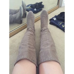 Kelsi Dagger over the knee suede taupe boots