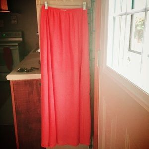 NWT Coral Sheer Maxi Skirt With Slit