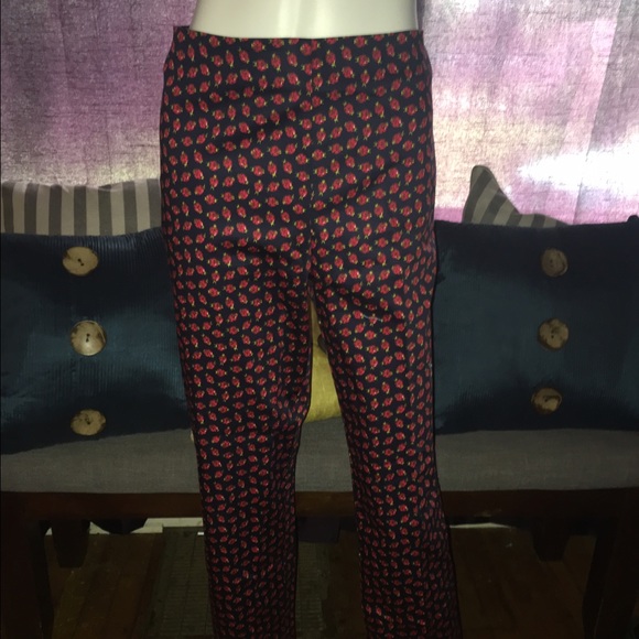 Talbots Navy blue capris with red lady bugs