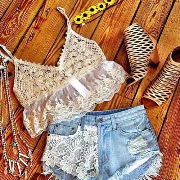LF Tops - LF crochet and lace crop top